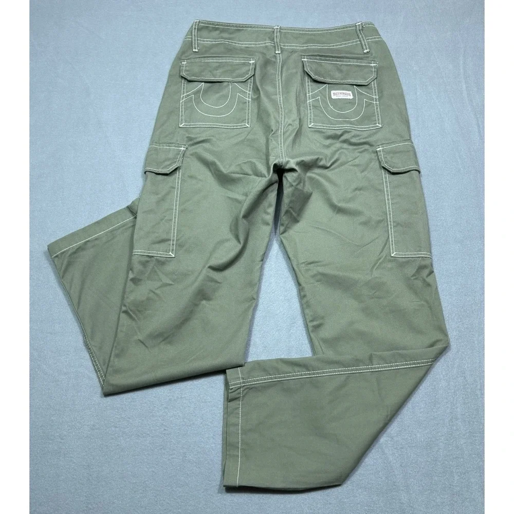 True Religion Cargo Pants Mens 31 (32x32) Olive Gorpcore Utility Y2K Normcore